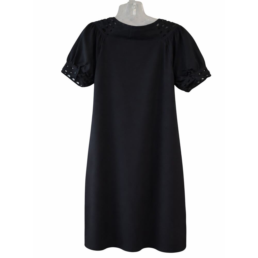 Elle Black Eyelet-Trim Mini Dress - Picture 3 of 5